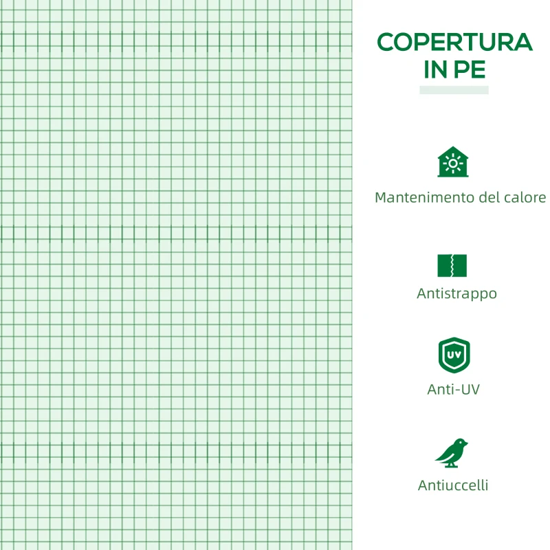 Outsunny Serra da Giardino con Copertura in PE, Picchetti e Bordi Estesi, 120x60x60cm, Verde