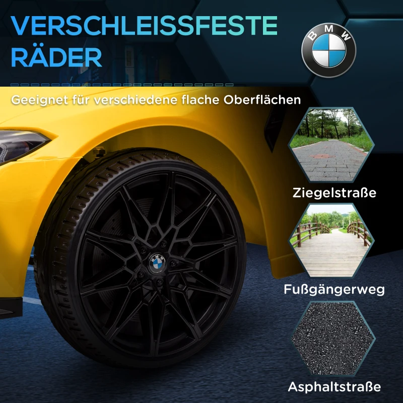 AIYAPLAY Elektro Kinderauto BMW M4, Sound & Licht, 3-5 km/h, inkl. Fernsteuerung, für 3-5 Jahre, Gelb(m-9)