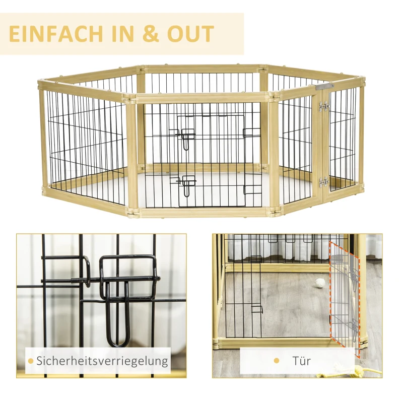 PawHut Welpenlaufstall DIY-Design  6 Gitter Schwarz + Metall