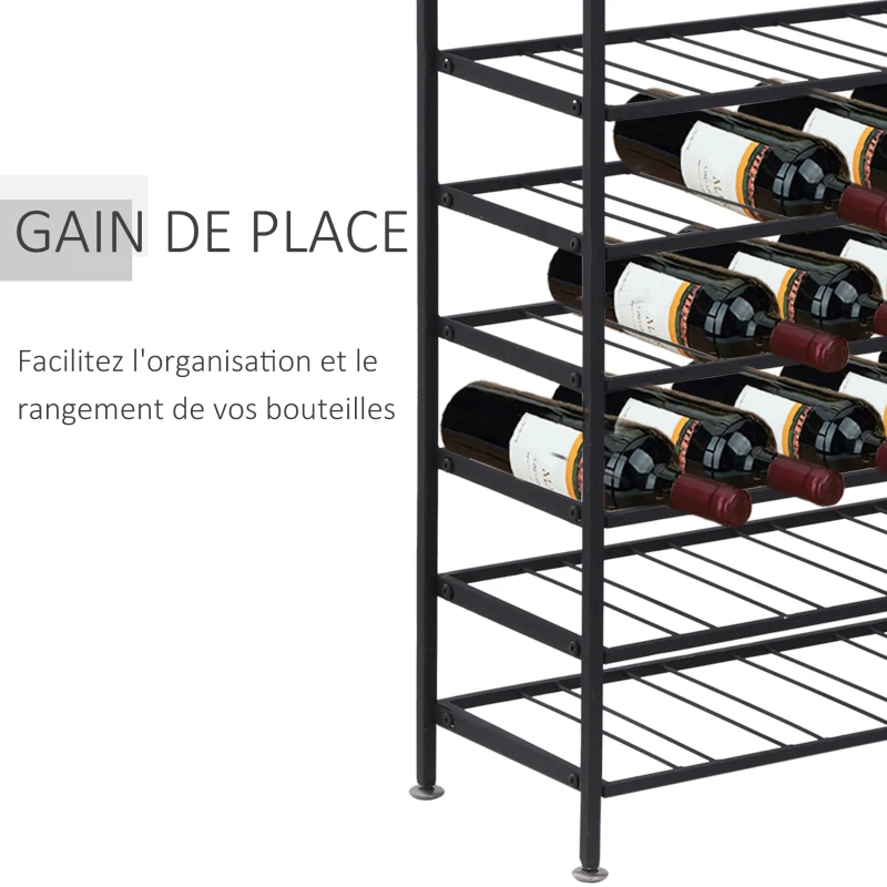 HOMCOM Étagère à vin rack pour bouteilles range-bouteilles capacité 54 bouteilles dim. 63L x 25l x 91H cm métal noir