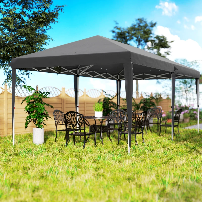 Outsunny 6 x 3 m Pop-Up Steel Frame Gazebo Grey(m-9)