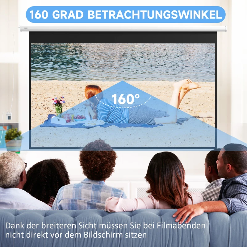 HOMCOM Beamer-Leinwand, 16:9 Format, Fernbedienung, 266 x 149 cm (120 Zoll), Weiß(m-5)