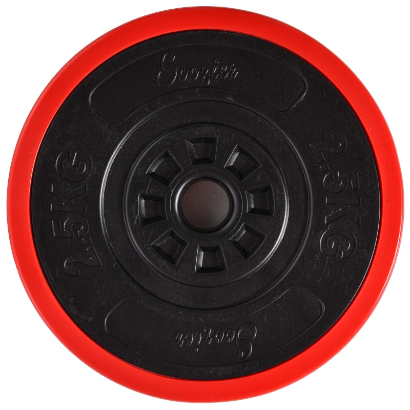 HOMCOM Hantelset 20/30KGS 2-IN-1 Hanteln&Langhanteln verstellbar Gewichtheben für Zuhause Fitness Muskel Rot+Schwarz 21,5 x 21,5 x 3,8 cm