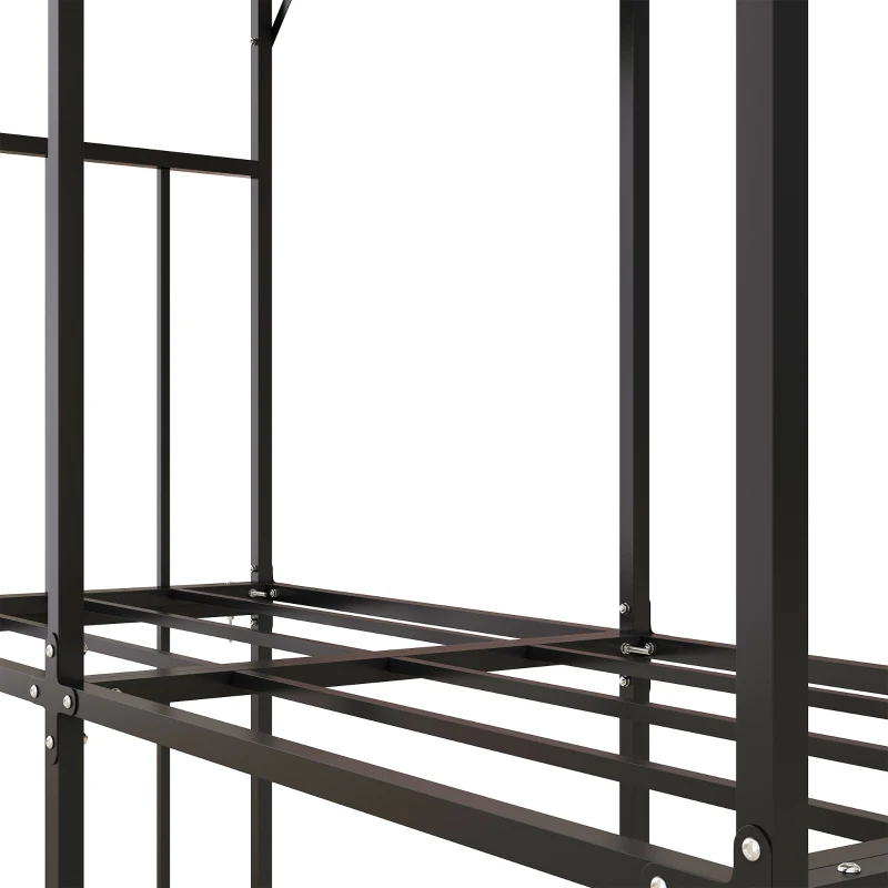 Outsunny Brennholzregal, 2 Etagen, verzinktes Stahl-Dach, Metallrahmen, 186 x 75 x 185 cm, Schwarz