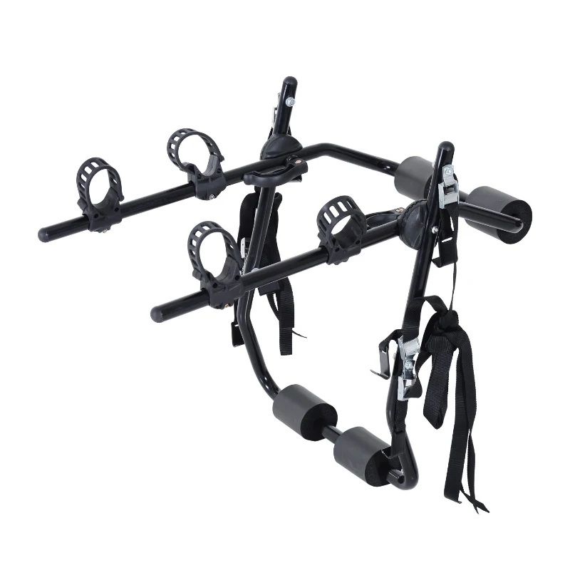 HOMCOM Porte-vélo pour 2 vélos - installation sur hayon - 6 sangles de sécurité - pliable - acier noir