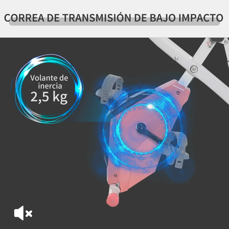 HOMCOM Bicicleta Estática Plegable Regulable en Altura Resistencia Magnética Ajustable Bici Estática con Pantalla LCD y Asiento con Respaldo Sensor de Pulso Carga 120 kg para Casa 105x48x118 cm Rosa