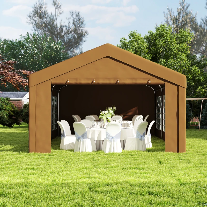 Outsunny 6m x 4m Marquee Party Tent Wedding Canopy, Pop Up Gazebo with Sidewalls, Doors, Windows, Galvanised Garden Gazebo for Parties Events, Yellow