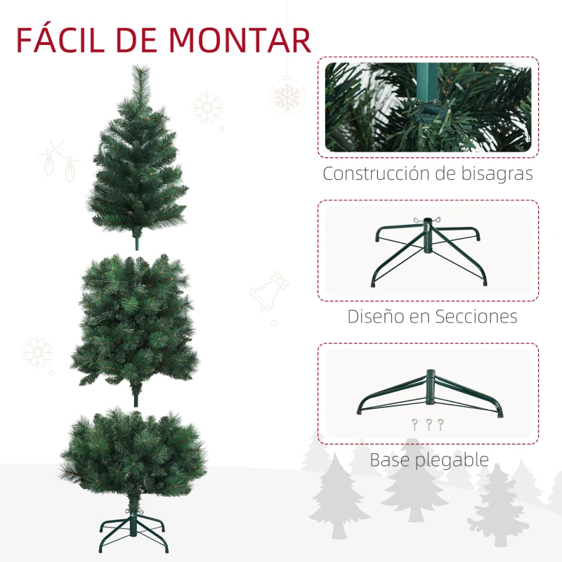 HOMCOM Árbol de Navidad 180 cm Árbol de Navidad Artificial con 528 Ramas y Patas de Metal para Interior Verde