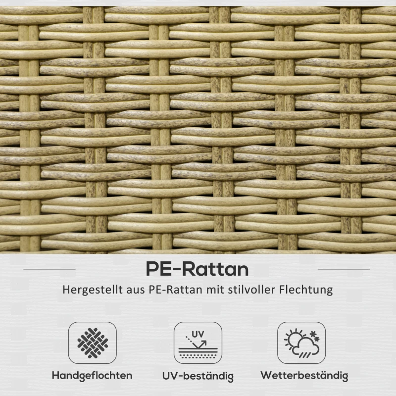Outsunny 4-tlg. Gartenmöbelset, Rattanoptik, 2x Sofa, 2x Hocker, frei kombinierbar, Sitzkissen, dunkelgrau