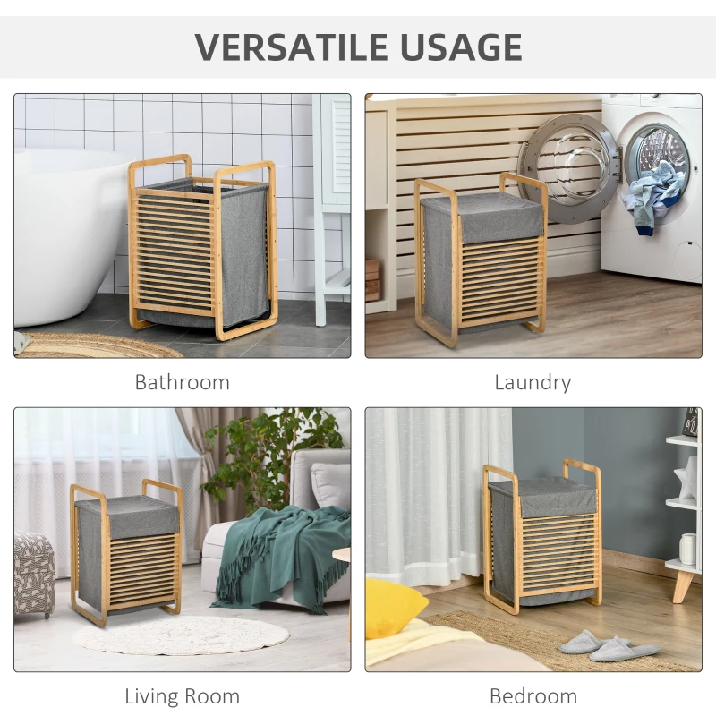 HOMCOM Laundry Hamper Basket with Removable Fabric Liner for Bathroom Utility Room Bedroom