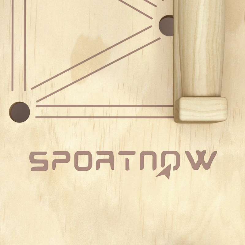 SPORTNOW Push Up Bars Set, Liegestützgriffe mit Trainingsboard & Widerstandsbändern, Holz