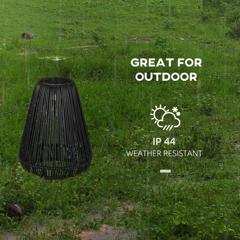 Outsunny Three-Level Solar Powered Rattan Lamp - Black