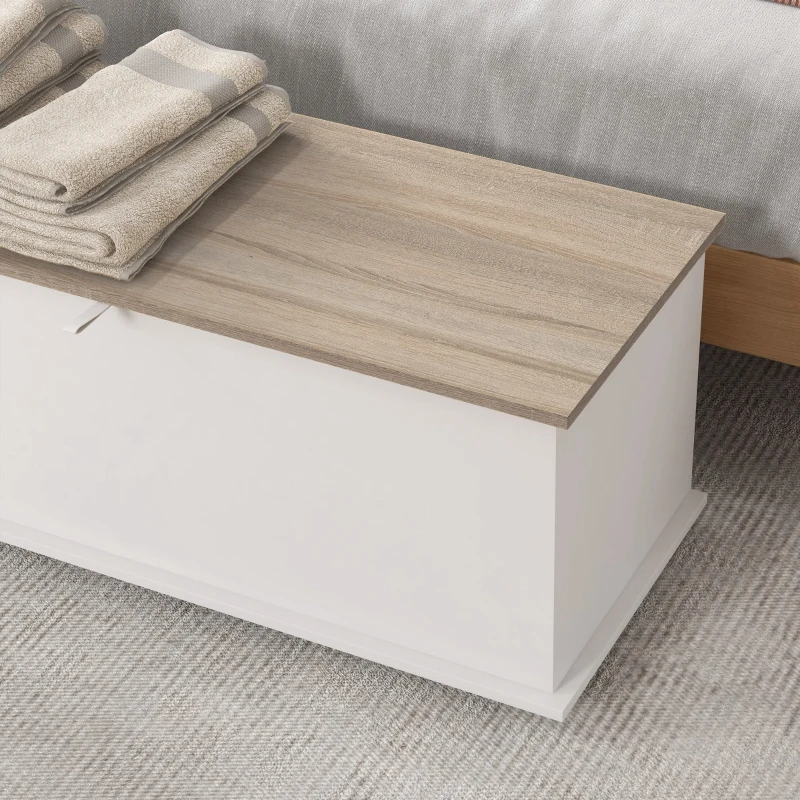 HOMCOM Arcón de Almacenamiento con Tapa Carga Máx. 120 kg para Dormitorio Salón 100x40x40 cm Natural y Blanco