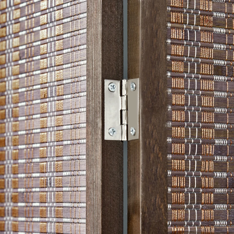 HOMCOM Biombo de 4 Piezas de Bambú Biombo Separador de Ambientes Plegable con 2 Estantes Extraíbles Divisor de Habitaciones Dormitorio 180x180 cm Marrón