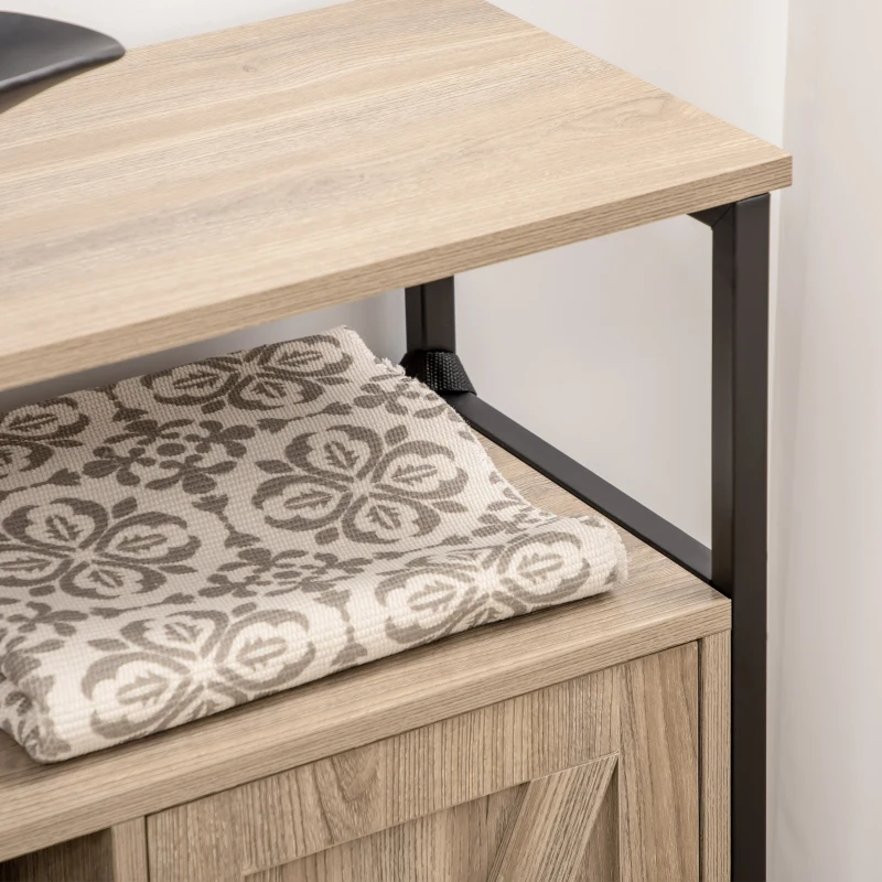 HOMCOM Sideboard im Industriedesign, 2 Schränke, 2 Regale. 1 Ablagefach, 100 cm x 30 cm x 80 cm, Natur + Schwarz