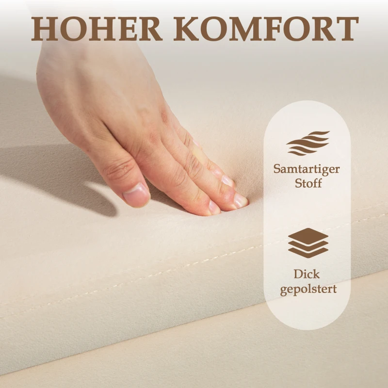 HOMCOM Polsterbank mit Stauraum, Truhenbank, Schaumstoff, Metall, Kautschukholz, 100 x 40 x 42 cm, Beige(m-5)
