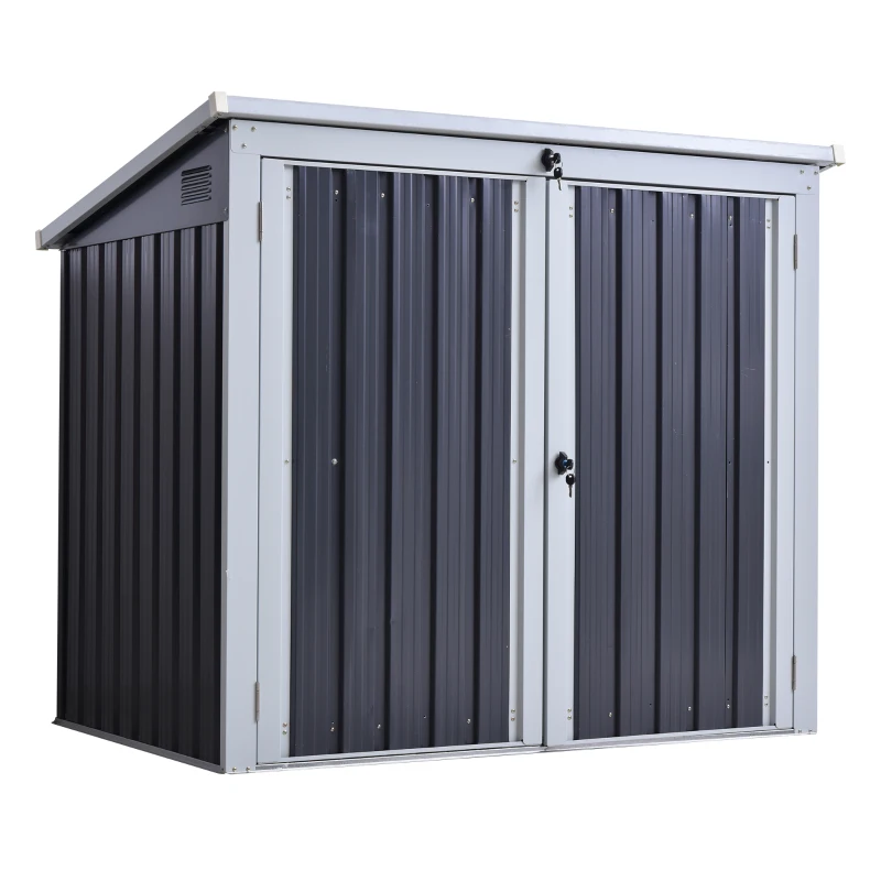 Outsunny Abri de jardin - remise pour outils - abri de poubelle jardin - 2 portes verrouillables - dim. 158L x 100l x 135H cm - tôle d'acier noir blanc