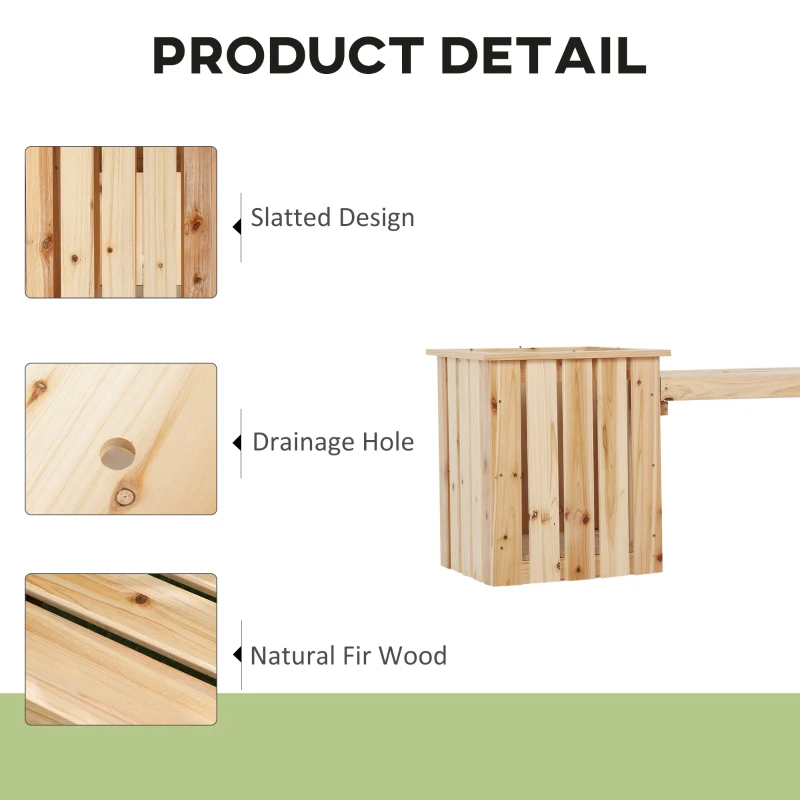 Outsunny 2 Seater Wooden Garden Planter & Bench Combination, Planter Box with Garden Bench for Patio, Park and Deck, 192 x 43 x 50 cm, Natural