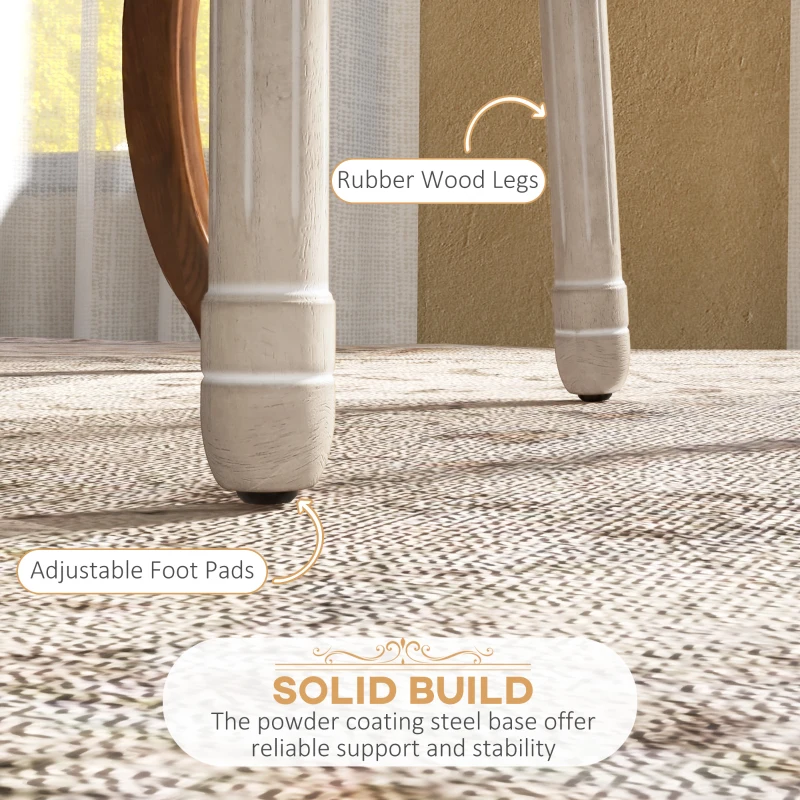 HOMCOM Set of Two French Style Wooden Dining Chairs - Cream White