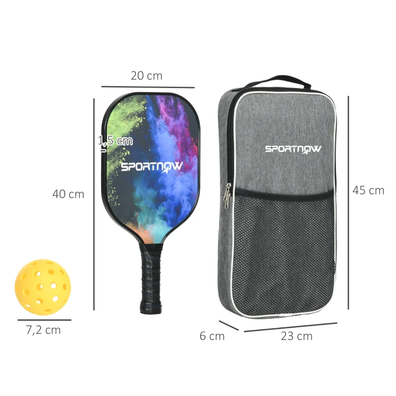 SPORTNOW Pickleball-Set, 2 Schläger aus Karbongewebe mit Wabengitter-Kern, 4 Bälle, Tragetasche