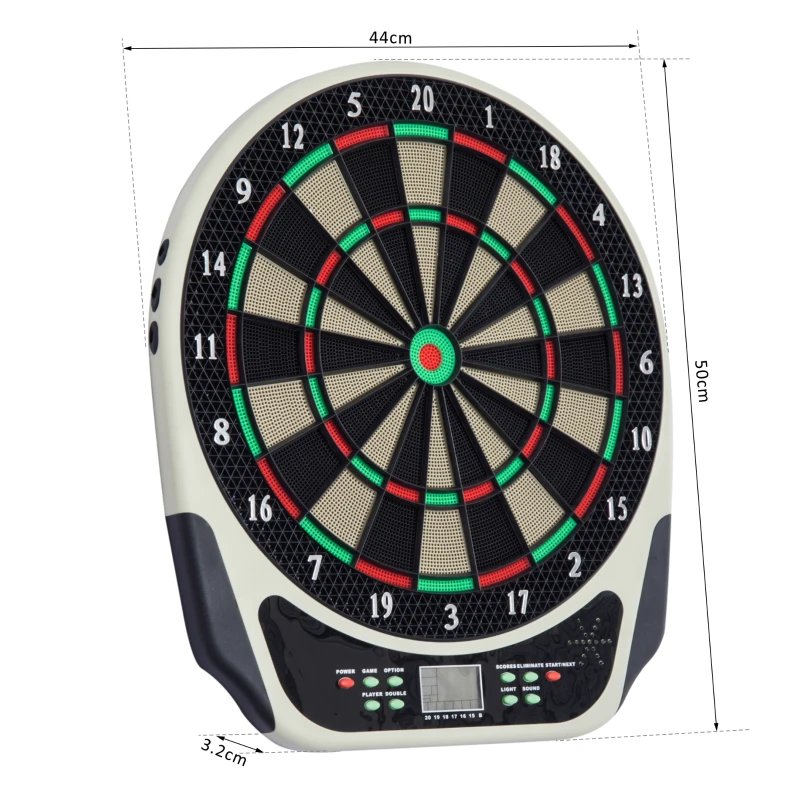 HOMCOM Elektronische Dartscheibe Dartboard mit Sprachansagen LED-Anzeigen 6 Darts 24 Dartköpfe 18 Spiele 159 Varianten Dartautomat Dartscheibe Set für bis zu 8 Spieler