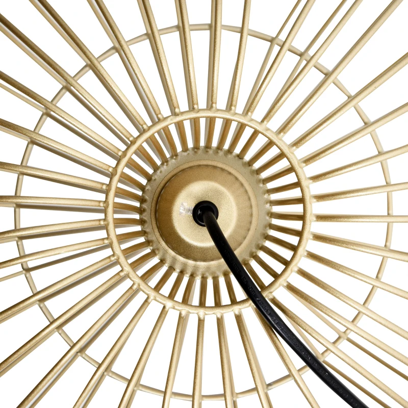 HOMCOM Lámpara Colgante Moderna con Casquillo E27 Máx. 40W y Cuerda Ajustable Lámpara de Suspensión de Metal para Comedor Dormitorio Salón Ø37x150 cm Dorado