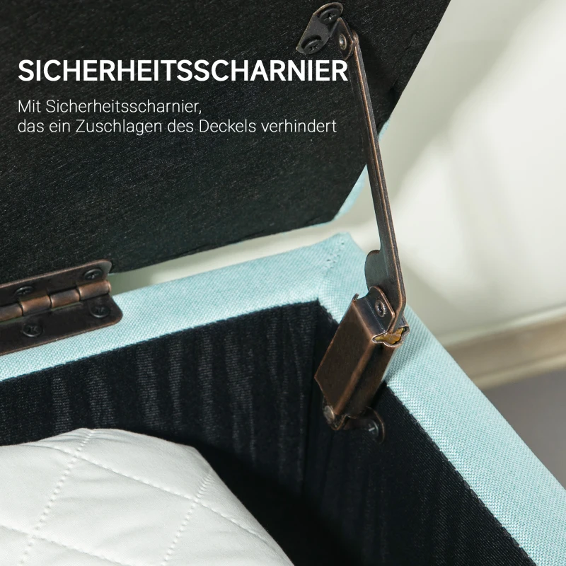 HOMCOM Sitzbank, Polsterbank mit Stauraum, leinenartiges Polyester, Kautschukholz, 100 x 40 x 44 cm, Grün