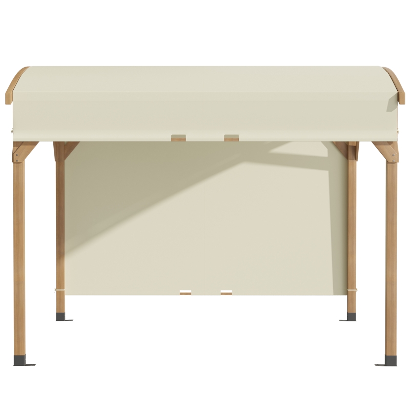 Outsunny Pergola, Gartenpavillon, einziehbares Dach, Seitenwand, robuster Holzrahmen, creme, 3,20 x 3 m