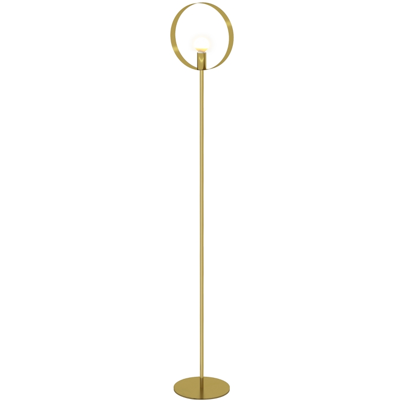 HOMCOM Lampadaire sur pied salon jusqu'à 40W design style art déco anneau en métal doré 28 x 25 x 160 cm doré
