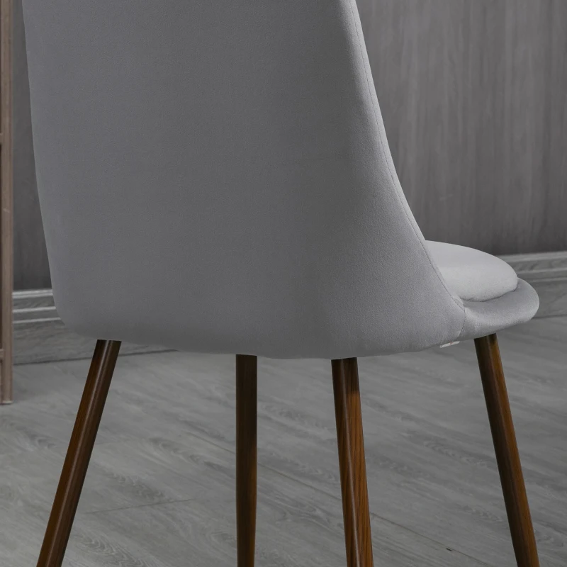 HOMCOM Sedie da Cucina Imbottite, Set 4 Pezzi in Poliestere e Acciaio, 47x55x86 cm, Grigio