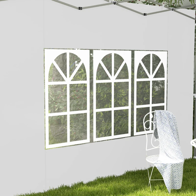 Outsunny Pareti per Gazebo 3x3 o 3x4 con Finestrelle Incluse, in Plastica e Tessuto Oxford, 295x195 cm, Bianco