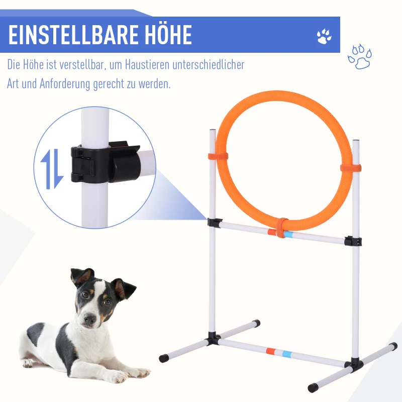 PawHut 5-tlg. Hunde Agility Set Training für Haustiere Hundetrainigsset mit Hundetunnel Inklusive Tasche Leicht zu tragen Polyester Kunststoff Orange