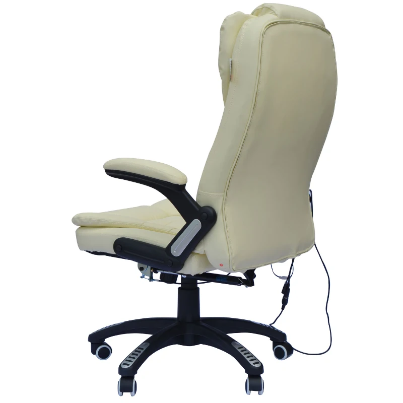 Homcom Fauteuil de Bureau Massant Crème 62 x 68 x 121 cm