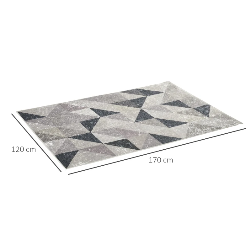 HOMCOM Alfombra de Salón Moderna de Terciopelo 170x120 cm Alfombra Geométrica para Dormitorio Oficina Gris