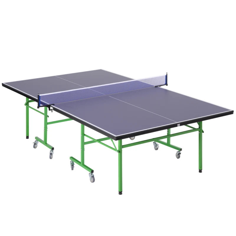 HOMCOM Tavolo da Ping Pong Pieghevole Interno con 8 Ruote 152.5 × 274 × 76cm