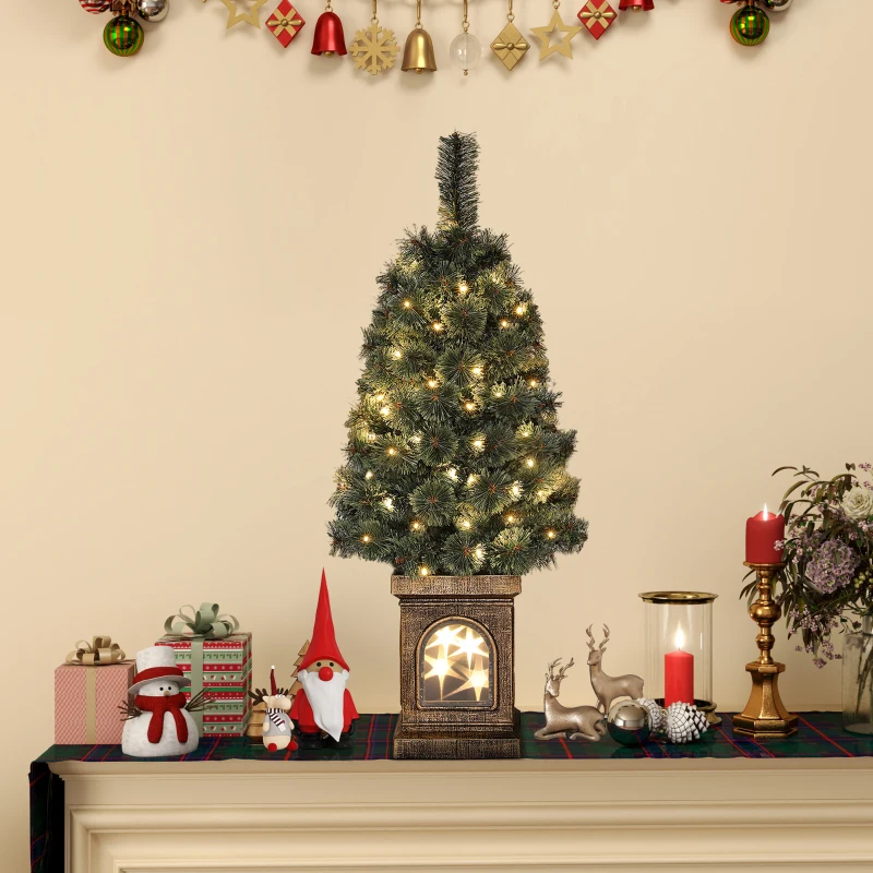 HOMCOM Weihnachtsbaum, naturgetreue Erscheinung, integrierte LEDs, dimmbar, 8 Modi, 45 x 90 cm, Grün