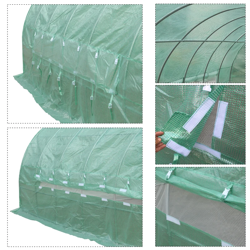 Outsunny Serre de Jardin Tunnel en Métal Vert 6X3X2M