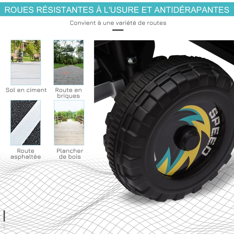 HOMCOM Quad électrique pour enfants 18-36 mois véhicule à batterie 6V avec marche avant et arrière 72 x 40 x 45,5 cm noir(m-6)