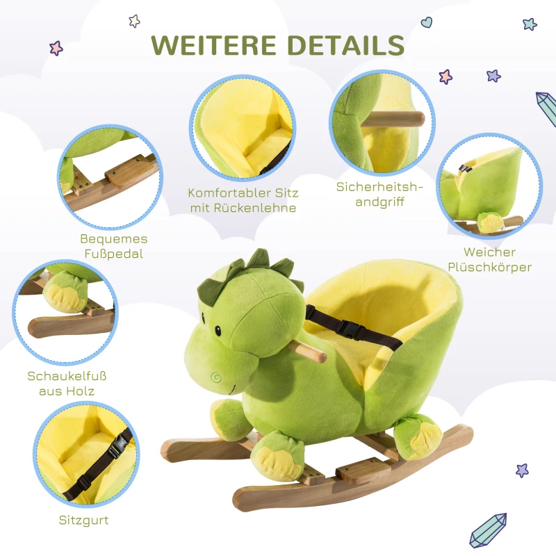 HOMCOM Schaukeltier Schaukelpferd Kinder Schaukel Grün 60 x 33 x 45 cm