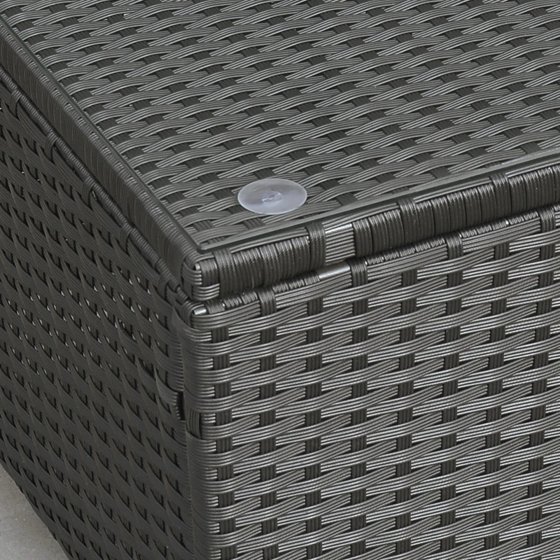 Outsunny Ousunny Tavolino da Esterni in Rattan PE con Piano in Vetro Temperato, 85x50x39cm, Nero