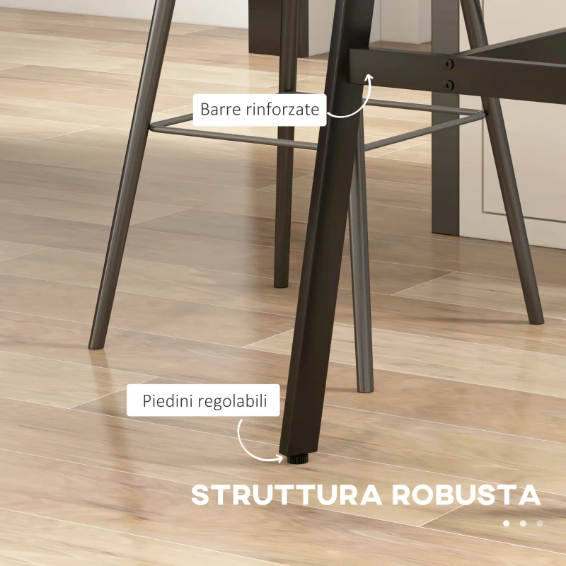 HOMCOM Tavolo da Bar Rettangolare per 4 Persone in MDF e Metallo, 118x58x98 cm, Nero