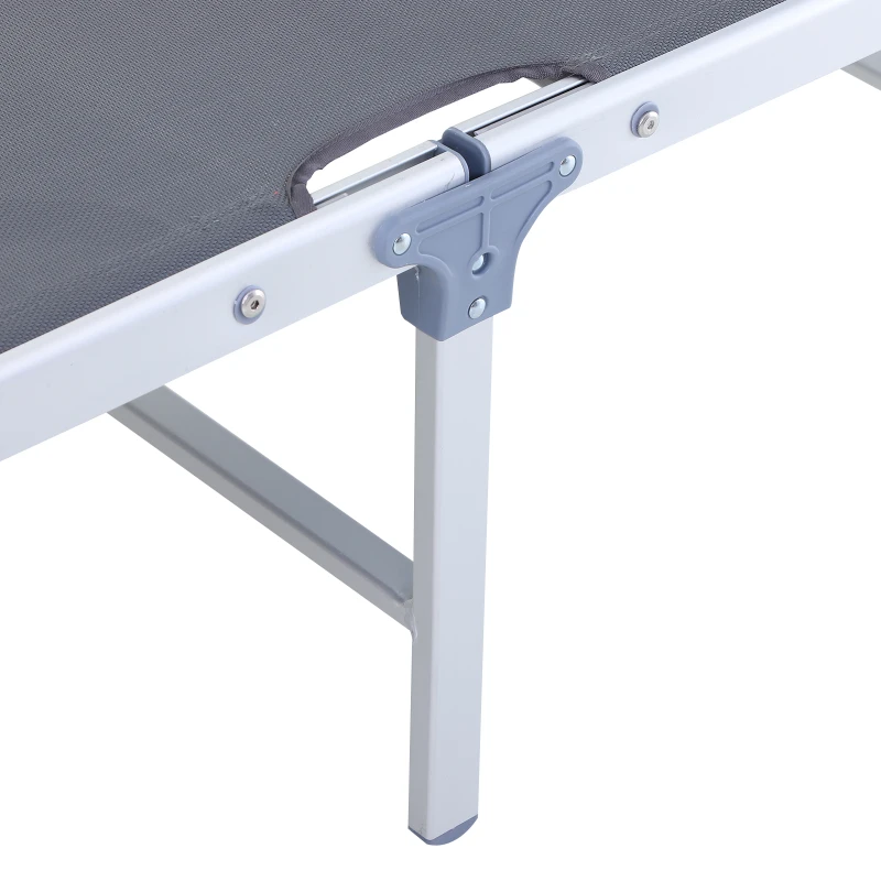 Outsunny Aluminium Foldable Sun Lounger, Outdoor Adjustable Backrest Reclining Chaise Lounge Chair with Sun Roof, Grey