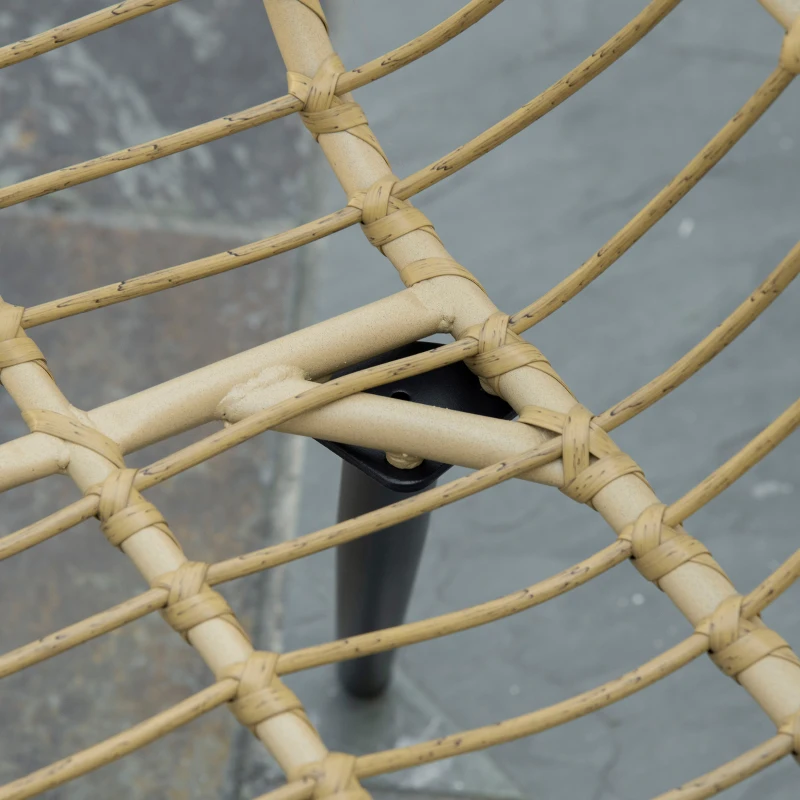 Outsunny Ensemble salon de jardin 4 pièces canapé 2 places + 2 fauteuils + 1 table basse plateau verre trempé 7 coussins - acier et résine imitation rotin - beige