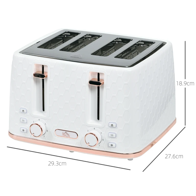 HOMCOM Four-Slice Honeycomb Toaster - White