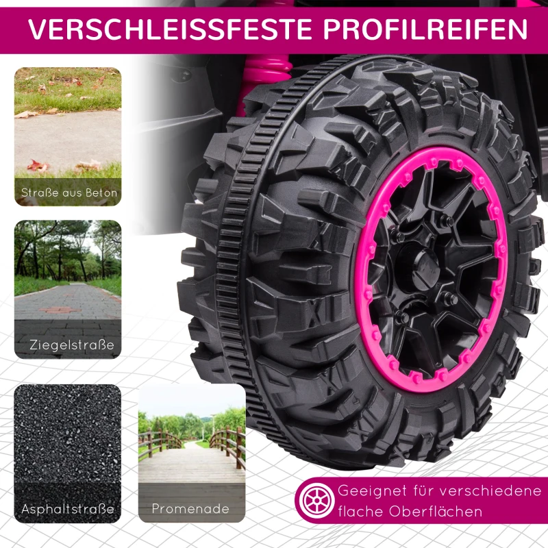 HOMCOM Elektro Kinderquad, 3-6 km/h, Licht/Musik, für 3-5 Jahre, bis 25kg, Rosa/Schwarz(m-5)