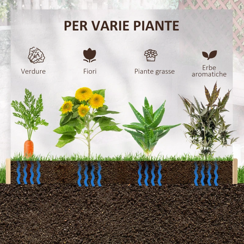 Outsunny Letto per Orto e Giardino in Legno di Abete, Montaggio Senza Viti, 100x100x16cm