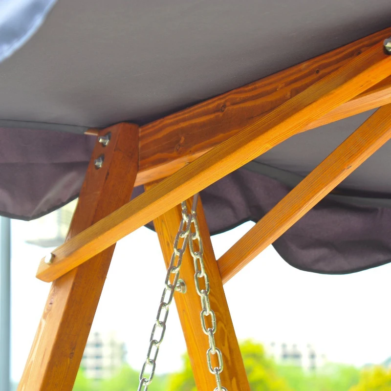 Outsunny Dondolo da Giardino 3 Posti in Legno con Baldacchino 210x 130x 185cm