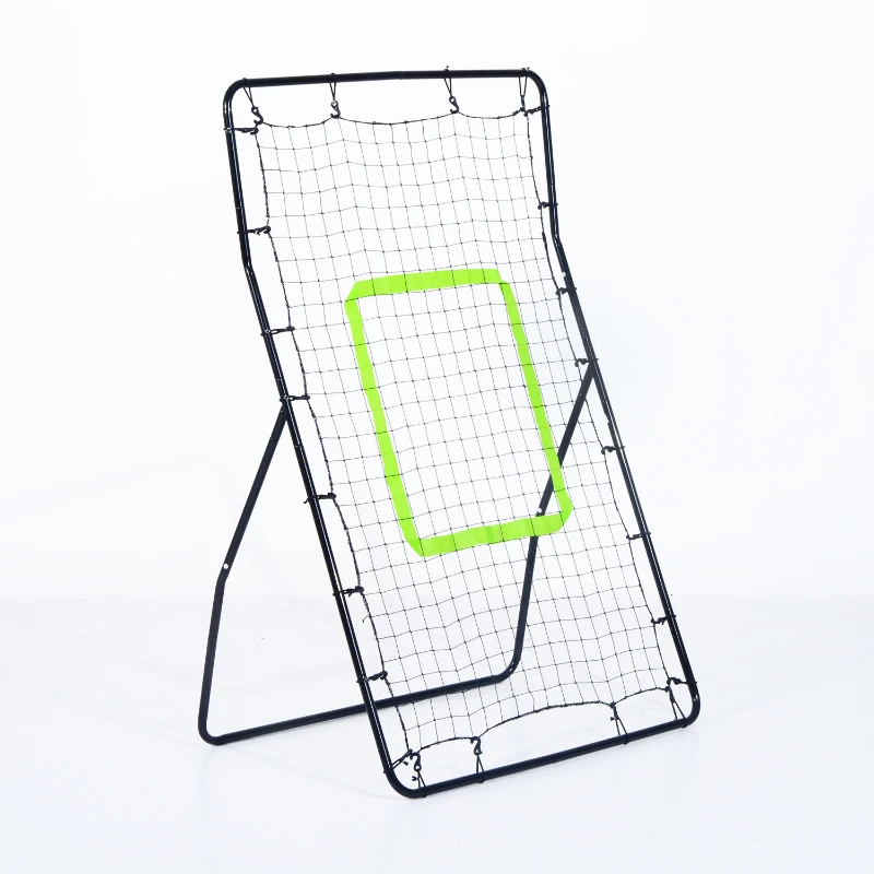 HOMCOM Rebotador de Pelota Béisbol Fútbol Red de Rebote Rebounder Objetivo Ajustable Acero y PE 90x80x140cm Negro