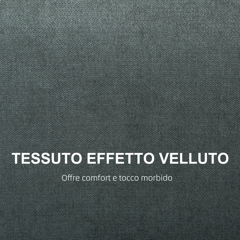 HOMCOM Divano 2 Posti Salvaspazio con Cuscini per Schienale, in Tessuto Effetto Velluto e Legno, 145x75x78 cm, Grigio