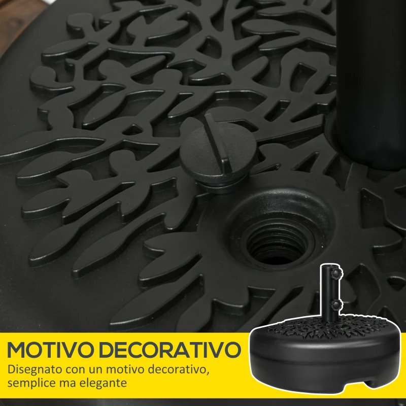 Outsunny Base per Ombrellone Semicircolare Riempibile con Sabbia o Acqua per Pali 38-48mm, Nero